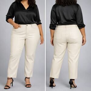 Good American Faux Leather Pants Bone 20 High Rise Straight NWT